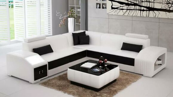 Design Ecksofa Wohnzimmer Eckcouch Lederpolster Couch Sofa L Form