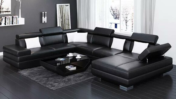 sofa wohnzimmer Leder xxl couch polster landschaft moderne designer