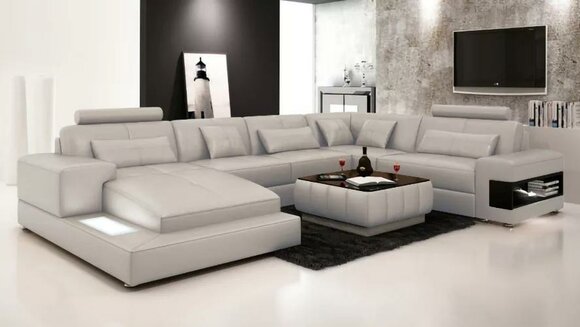 Ecksofa Couch Polster Wohnlandschaft Sofa 2tlg. Set Couchtisch Eck Garnitur