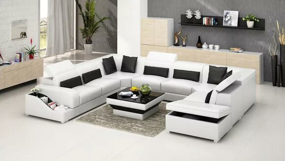 wohnzimmer Leder xxl couch sofa landschaft moderne designer eckpolster