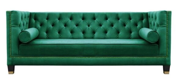 Grüne Dreisitzer Sofas Wohnzimmer Stoff Design Couchen Polster Sofa