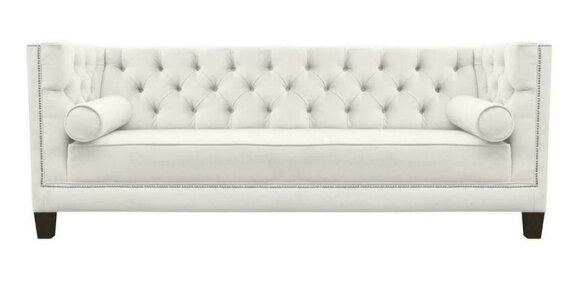 Dreisitzer Stoff Wohnzimmer weiß Couchen Polster Sofa Sofas Chesterfield