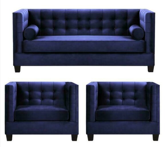 Schlafsofa Sessel Kreative Möbel Textil Stoff Blau Gruppe Wohnzimmer