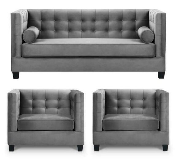 Sofagarnitur Schlafsofa Grau Sessel Kreative Möbel Textil Stoff Wohnzimmer Neu