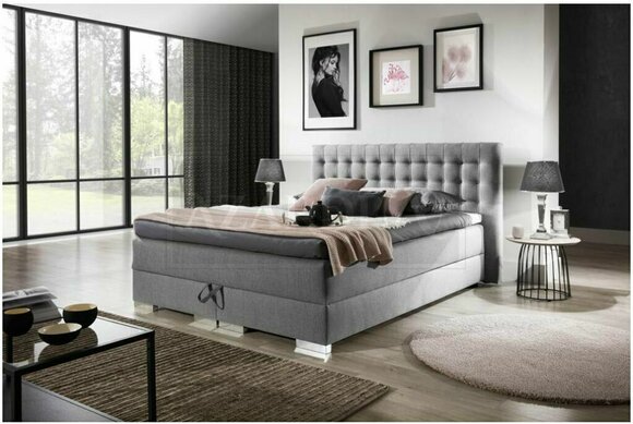 Graue Betten Boxspringbett inkls. Matratze Toppe Komplett Schlafzimmer