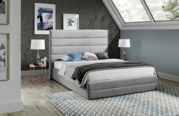 Graues Bett Moderne Bettgestelle Schlafzimmer Polster Möbel Luxus Hotel