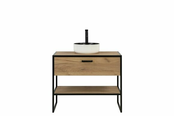 Badmöbel Set 90cm Waschbecken Loft Unterschrank Waschtisch Schublade
