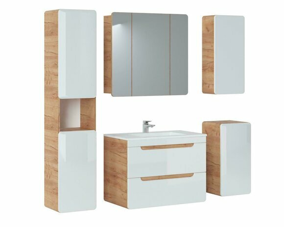 Design Badezimmer Möbel Bad 5tlg. Set Garnitur Schrank Beleuchtung