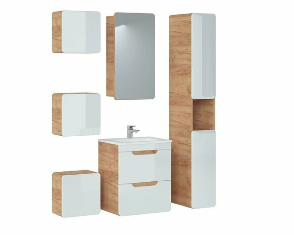 Design Badezimmer Möbel Bad 6tlg. Set Garnitur Deko Schrank Waschbecken