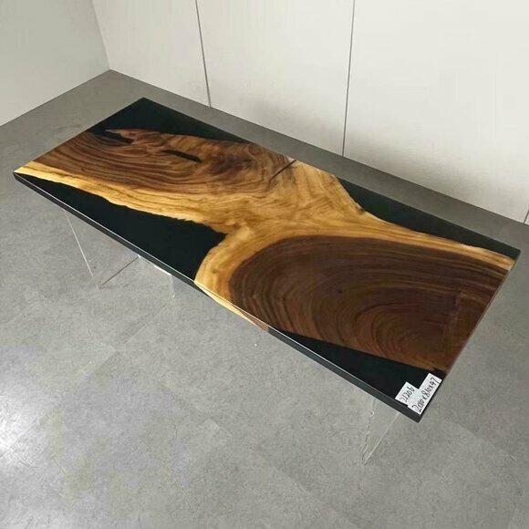Esstisch Tisch Epoxidharz Massiv Tische 201x81 cm Flusstisch Echtes Holz