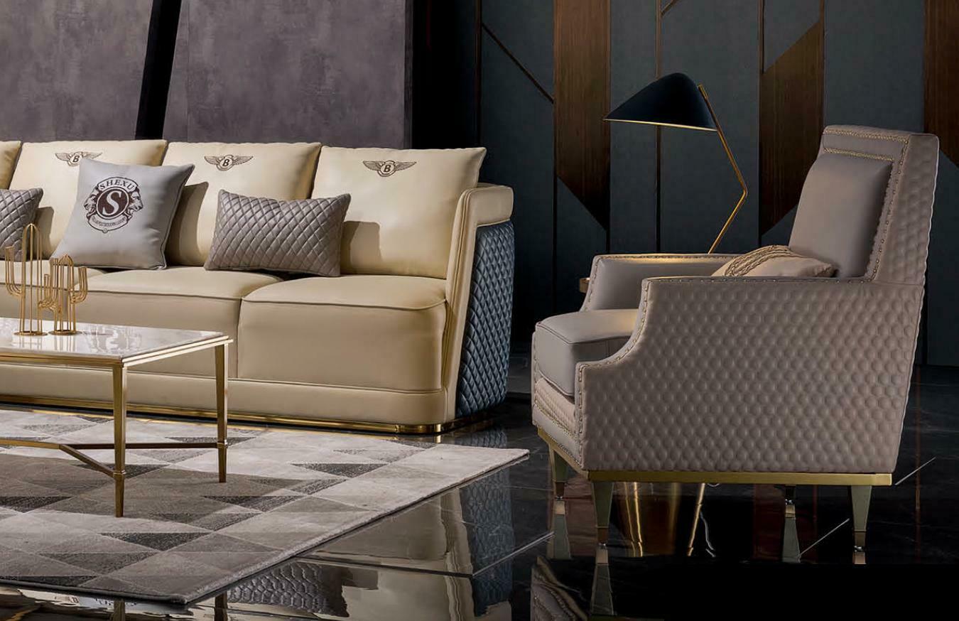 Sessel Design Couch Sofa Sitzer Leder Lounge Club Polster Luxus Ohren