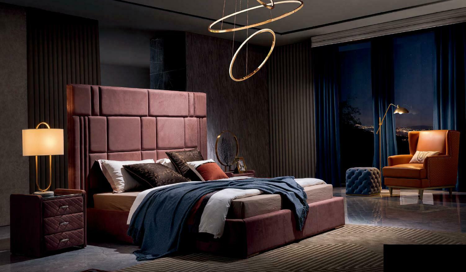Bett 2x Nachttisch 3 tlg. Schlafzimmer Set Design Möbel Modern Luxus
