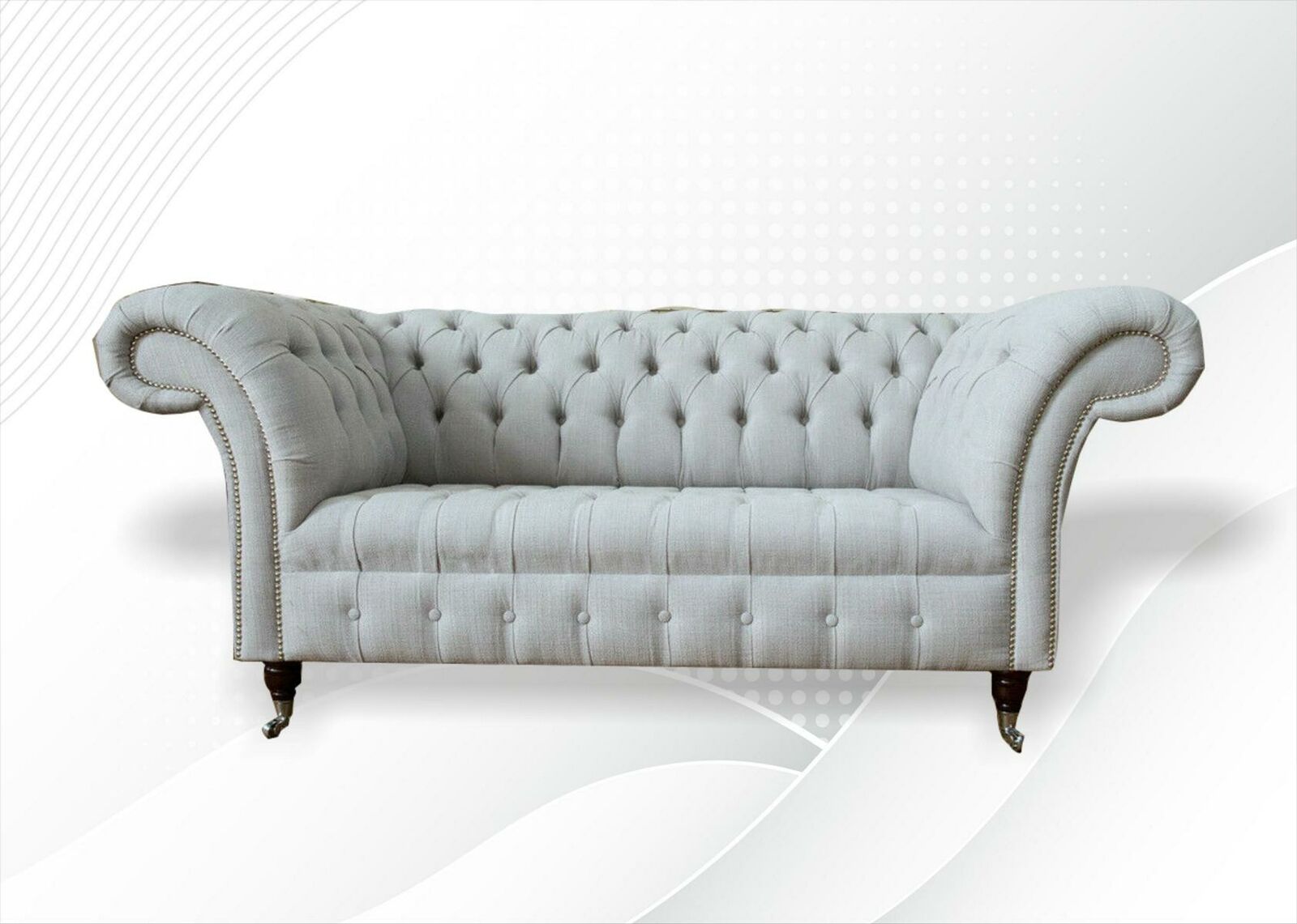Chesterfield 2 Sitzer Wohnzimmer Couch Sofa Polster Textil Stoff Garnitur Neu