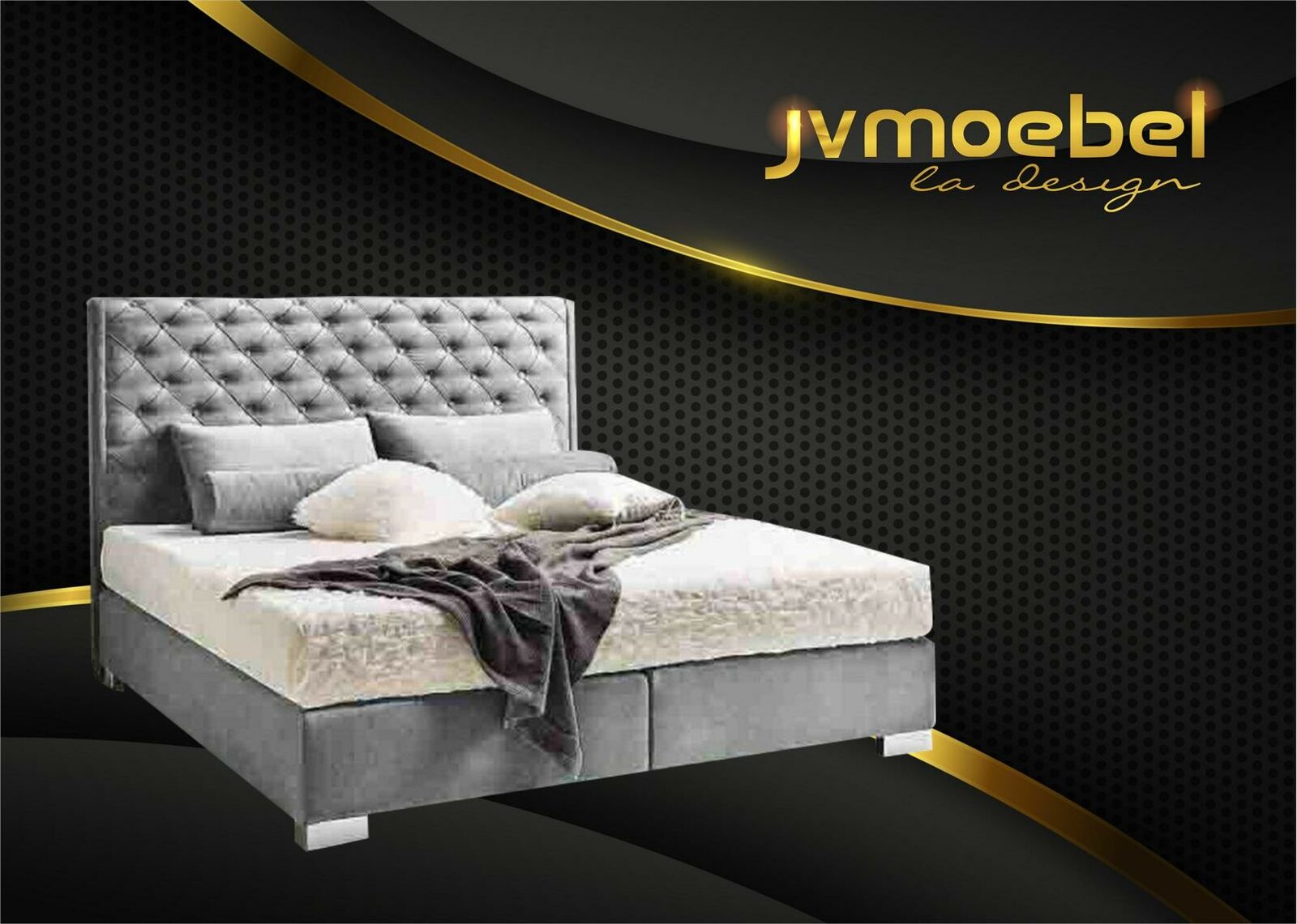 Chesterfield Boxspring Bett Textil Schlafzimmer Möbel Moderne Betten Stoff Neu