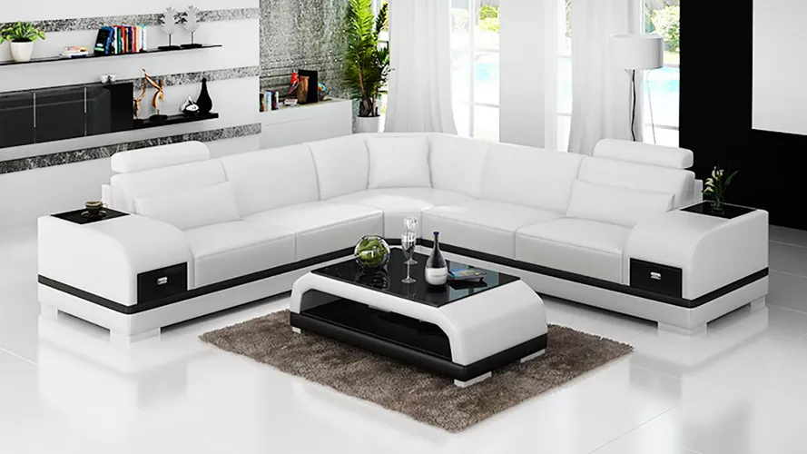 Ledersofa Ecksofa LForm Couchtisch Wohnlandschaft Modernes Sofa Couch Garnitur