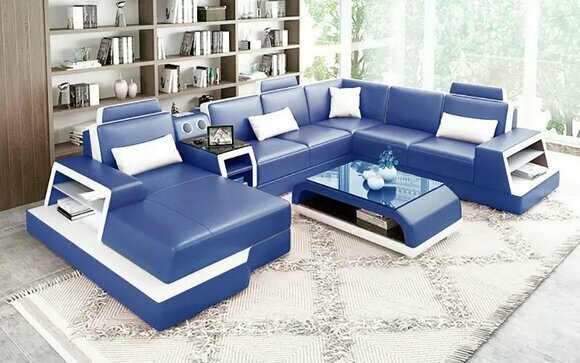 Ecksofa Polster Wohnlandschaft Ecksofa UForm Modernes Sofa Ledersofa Sofas 2tlg