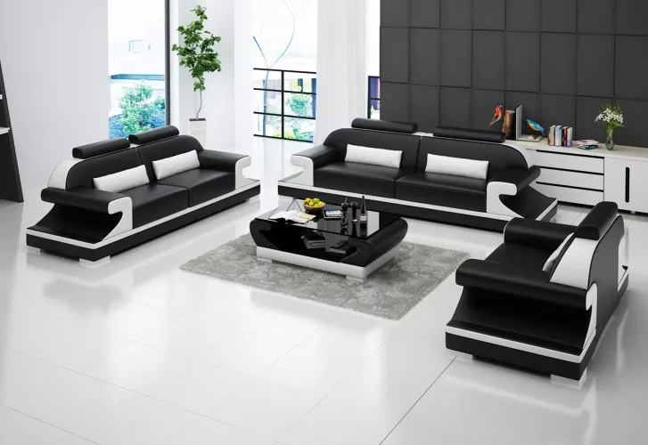 Moderne Sofagarnitur 321 Sitzer Couchtisch Ledersofa Sofa Couch Wohnlandschaft