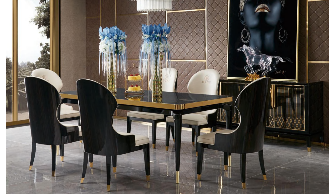 Design Ess Zimmer Stuhl Set Metall Tische Sessel 4x Stühle Tisch Garnitur 4tlg.