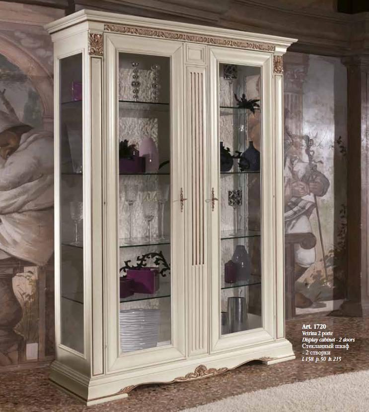 Vitrine Glas Schrank Wohnzimmer Schaufenster 2tlg.Vitrinen Barock Rokoko Italien Massivholz