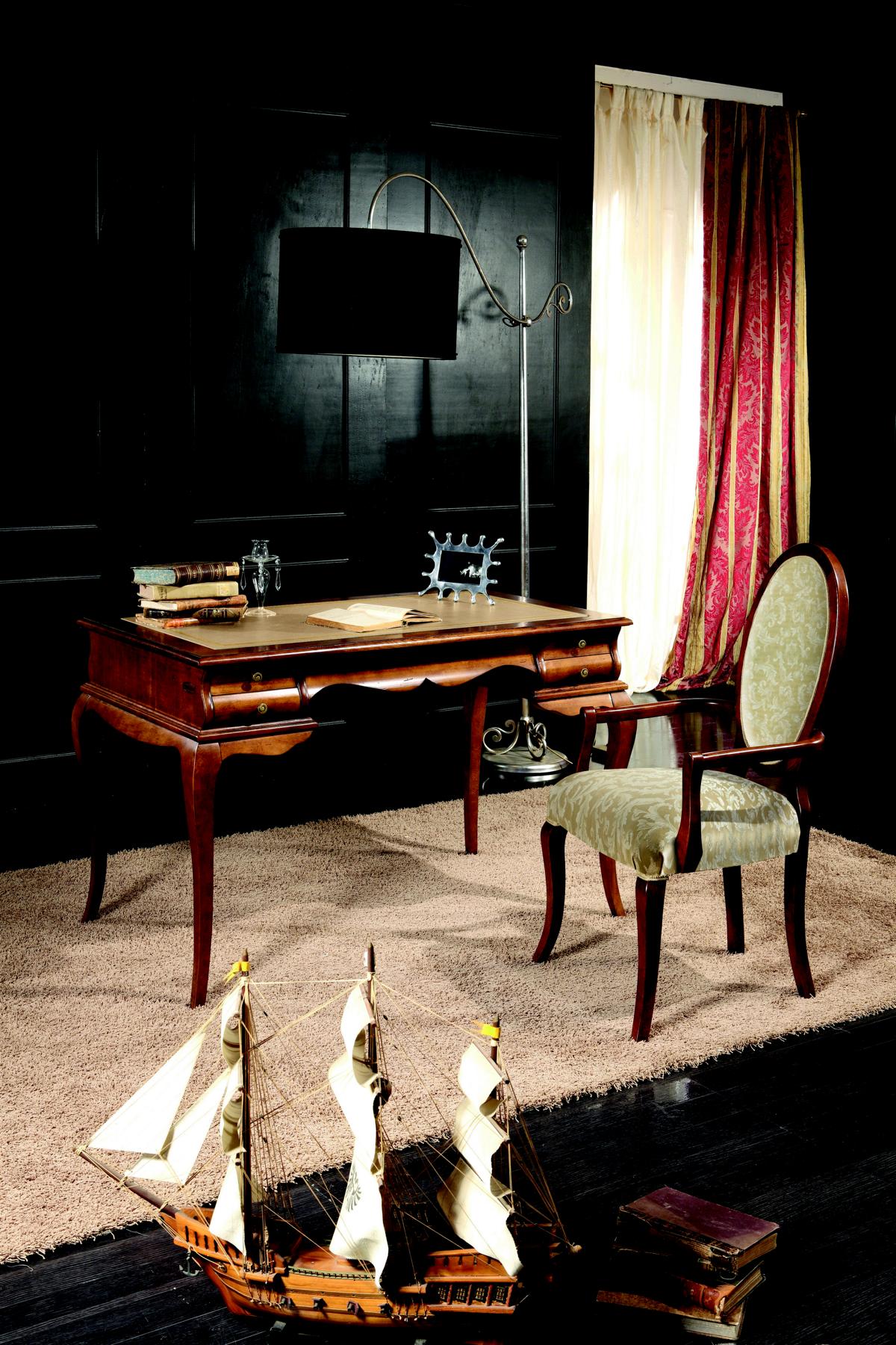 Holz Möbel Luxus Büro 2tlg Set Schreibtisch Sessel Italienische Tische Barock