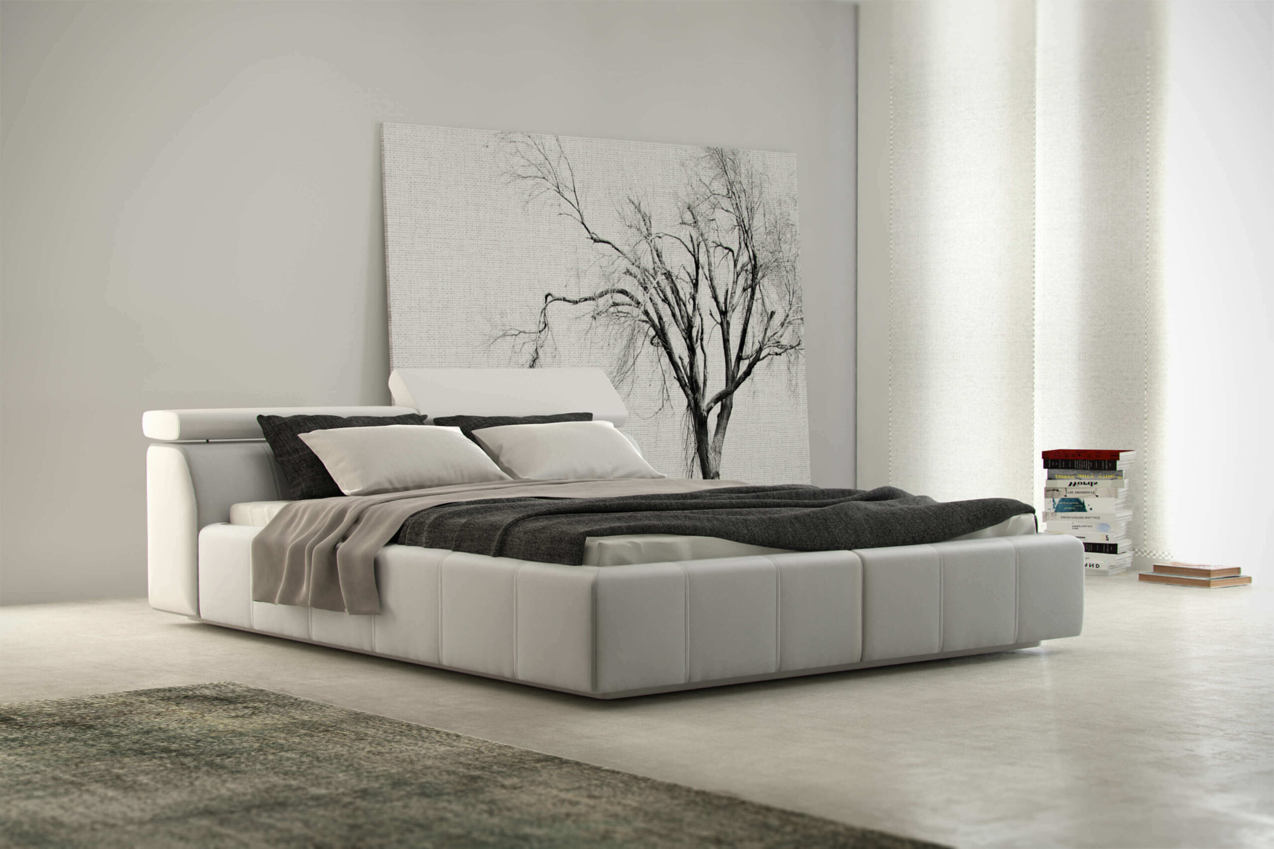 Bett Designer Polsterung Hotel Doppelbetten Multifunktion Betten 180 x 200 Neu