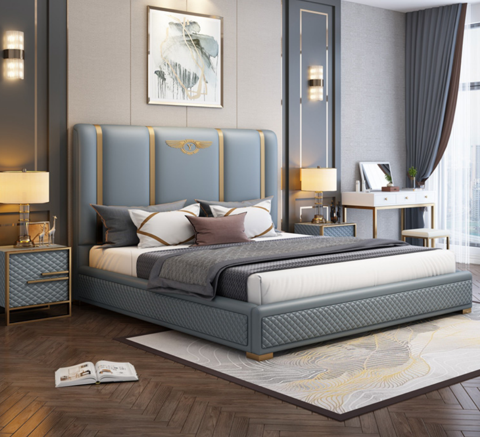 Bett Polster Design Luxus Metall Doppel Betten Hotel Ehe Schlaf Zimmer