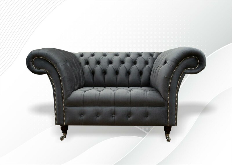 Chesterfield Sessel Textil Stoff Grau Kreative Möbel Neu Wohnzimmer Modern