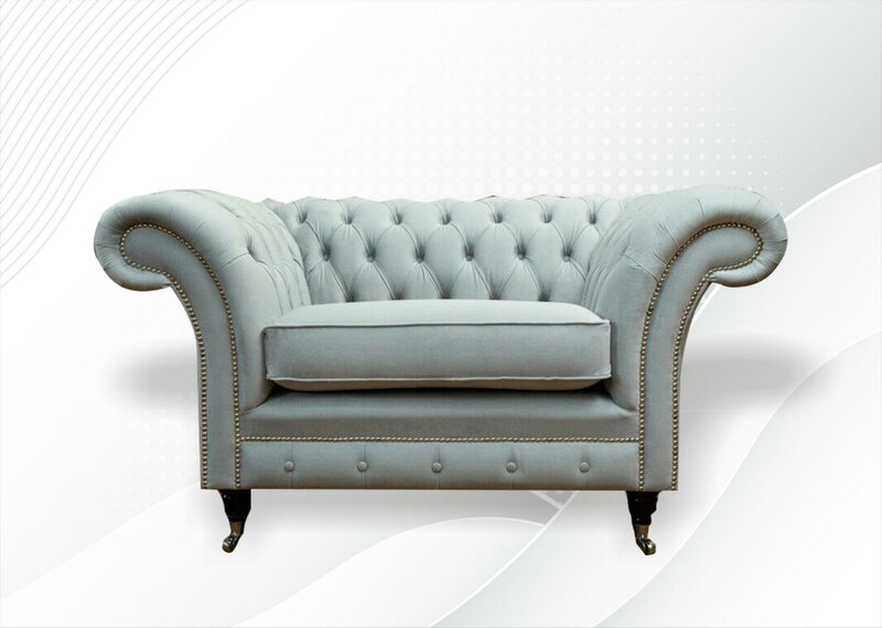 Chesterfield Sessel Grau Textil Neu Wohnzimmer Modern Stoff Sofas Couchen