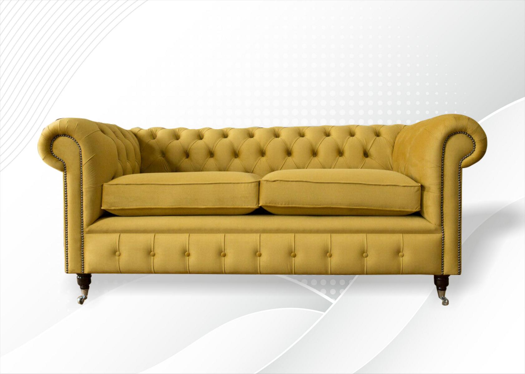 Chesterfield Gelb Sofa Wohnzimmer Design Couchen Polster Sofas Neu