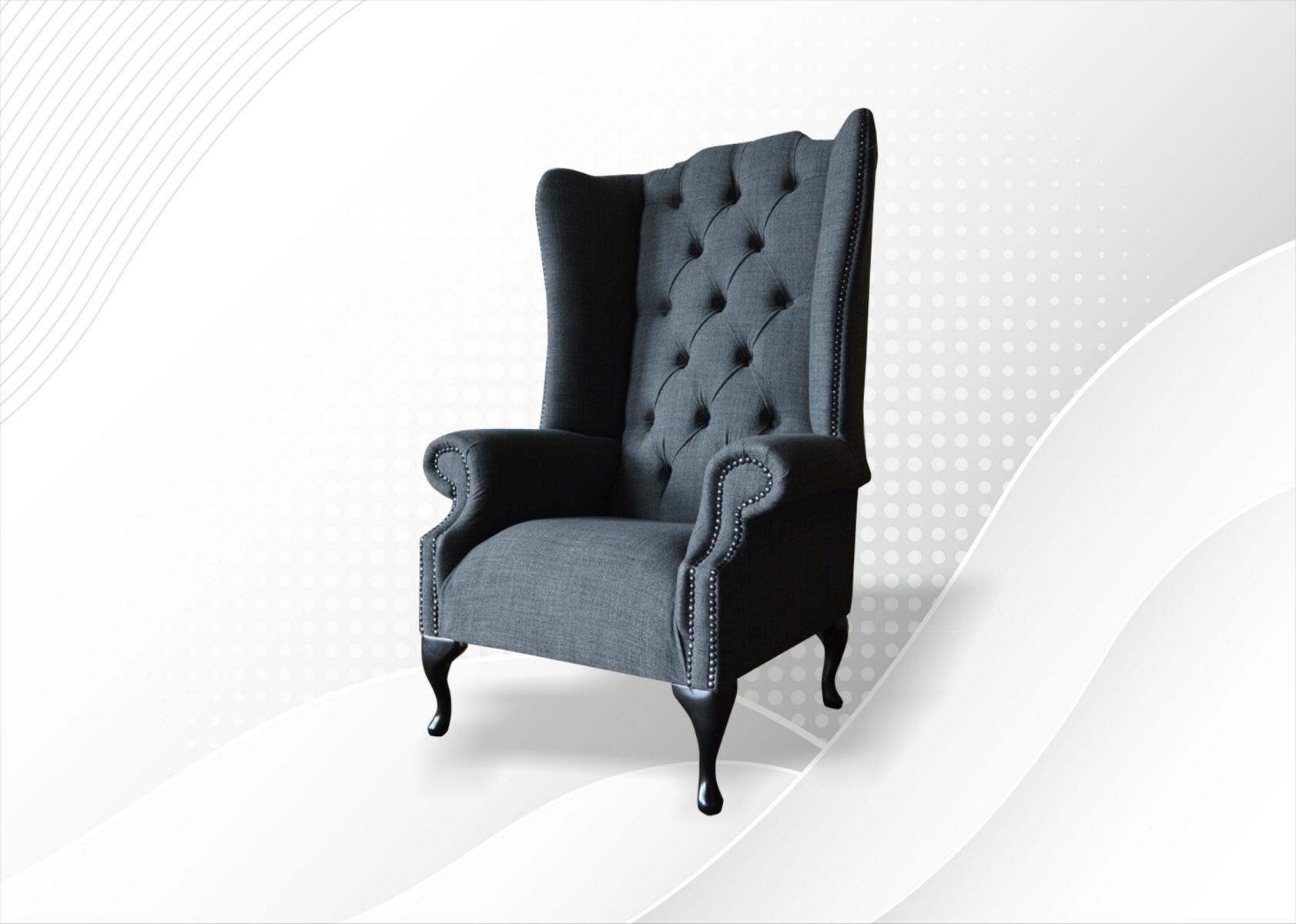 Grauer Sessel Chesterfield Design Polster Sofa Couchen Sofas Textil Möbel Neu