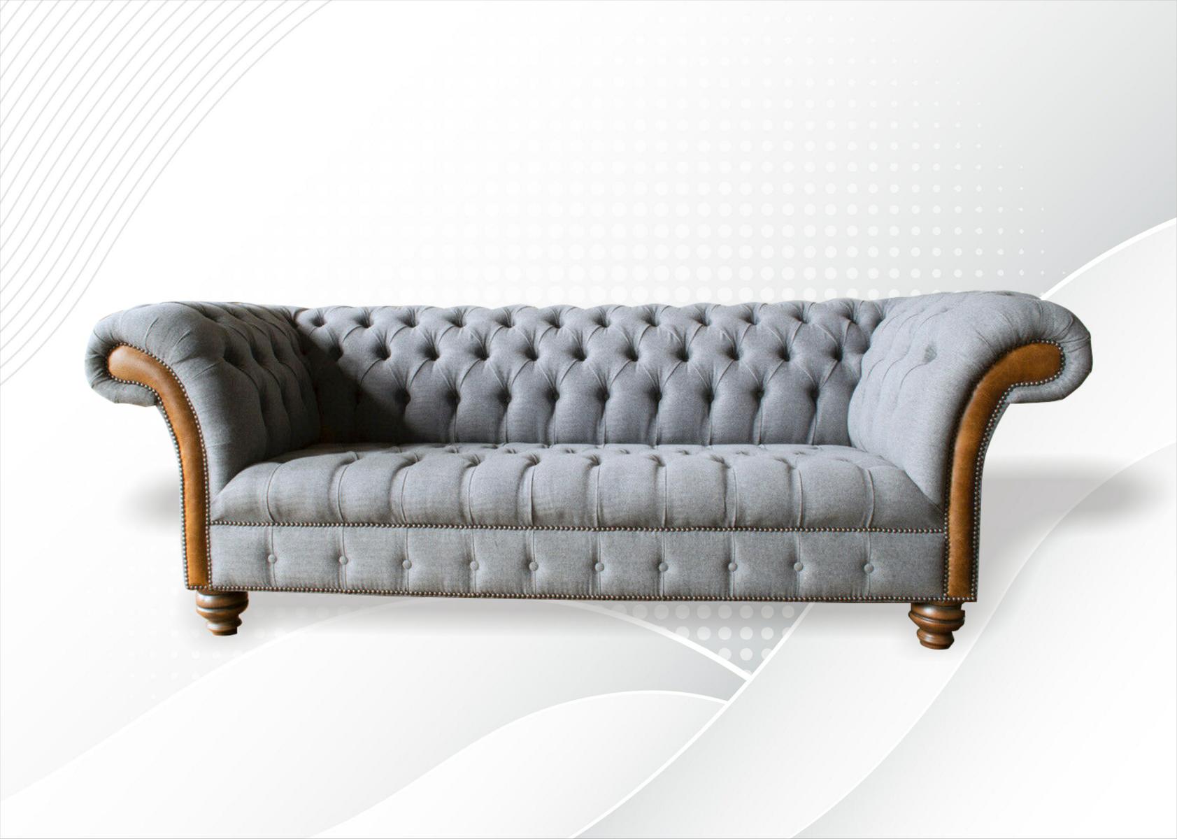 Chesterfield 3 Sitzer Wohnzimmer Modern Design Couchen Sofa Graue