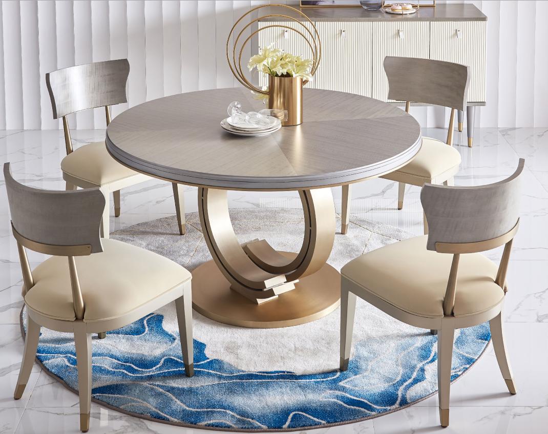 designer esstisch luxus esszimmer tische polster holz Edelstahl tisch Rund