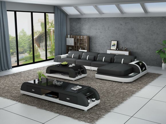 Wohnlandschaft Ecksofa L-Form Sofa Couch Design Couch Leder Modern Polster Neu