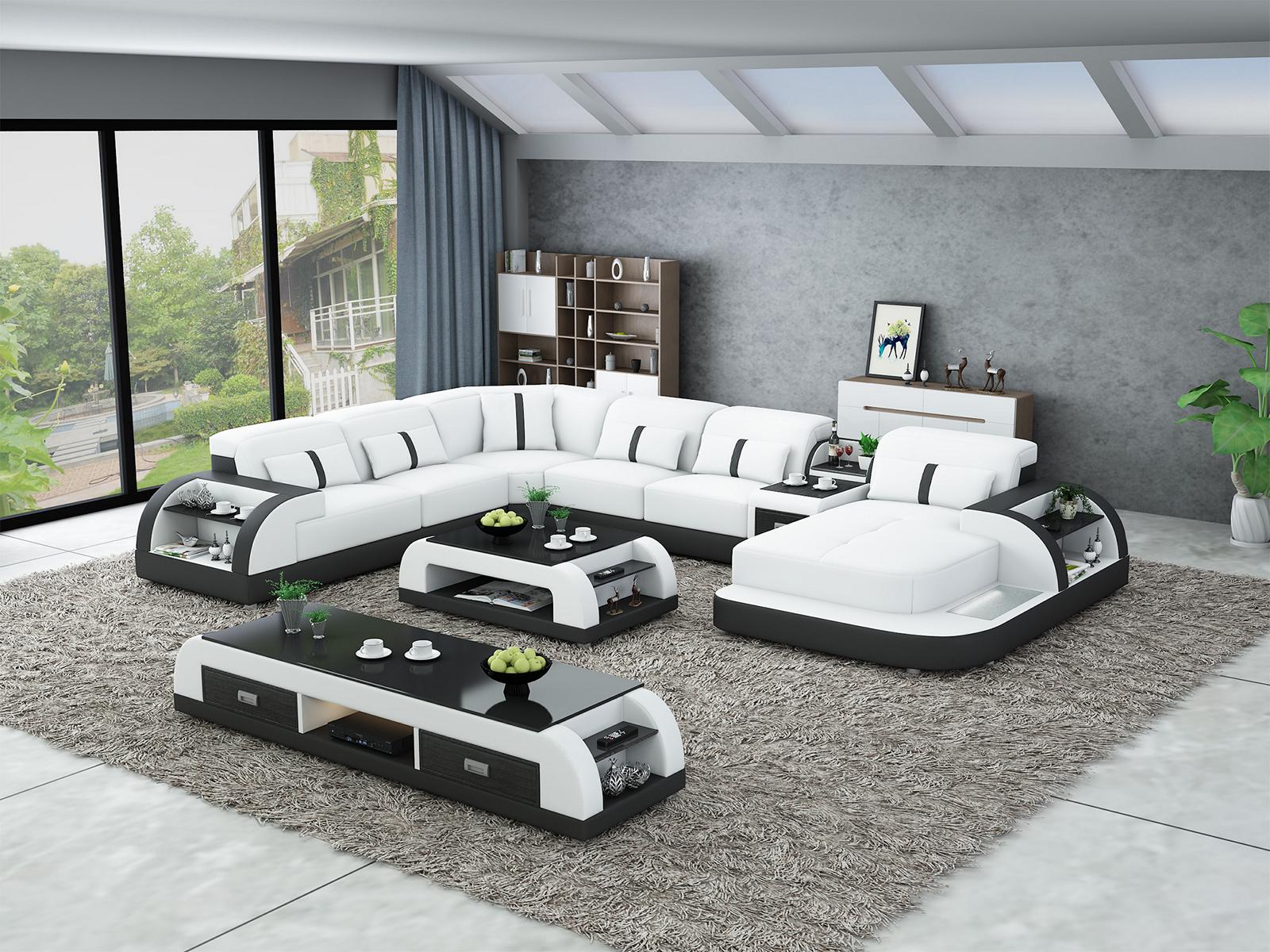 Ledersofa Design Eckgarnitur Ecksofa Luxus Wohnlandschaft led sofa couch Polster
