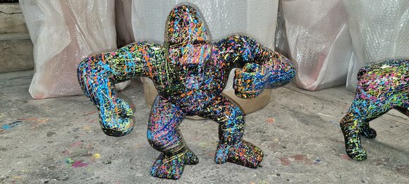 Moderne Figur Statue Abstrakt Gorilla Kunststoff Dekoration Deko Statuen Affee
