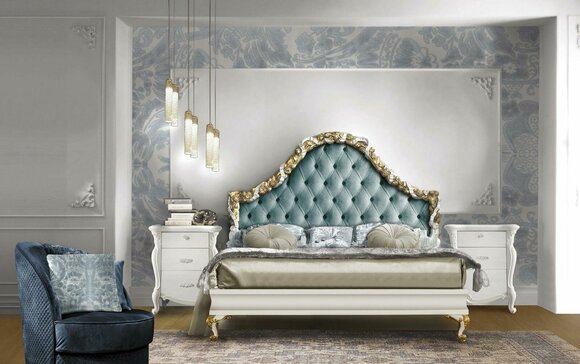 3 tlg. Schlafzimmer Set Bett 2x Nachttisch Konsole Hotel Betten Doppel Polster
