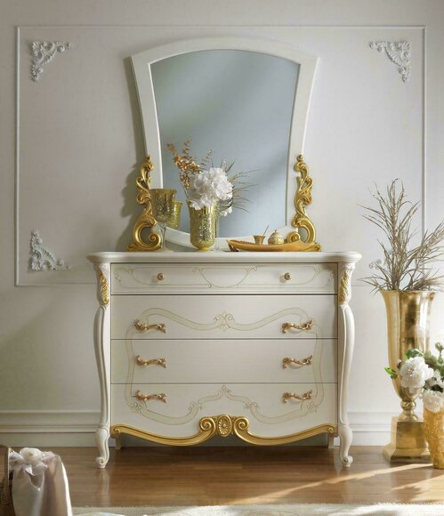 Elegante Stil Möbel Schlafzimmer Schrank Kommode Klassische Anrichte mit Spiegel