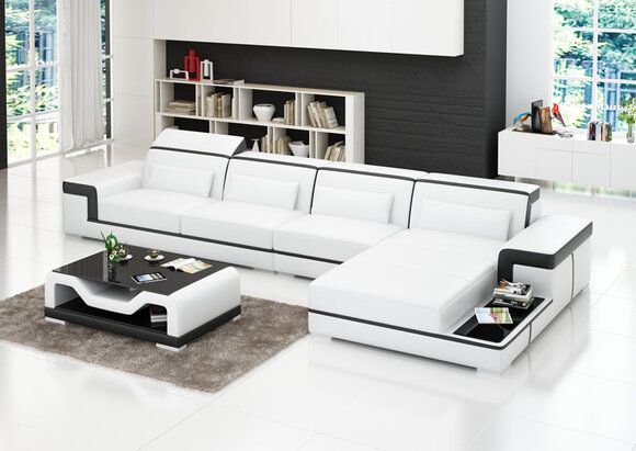 Ecke Ecksofa L Form Wohnlandschaft Sofa Couch Polster Garnitur Stoff Sofas Leder