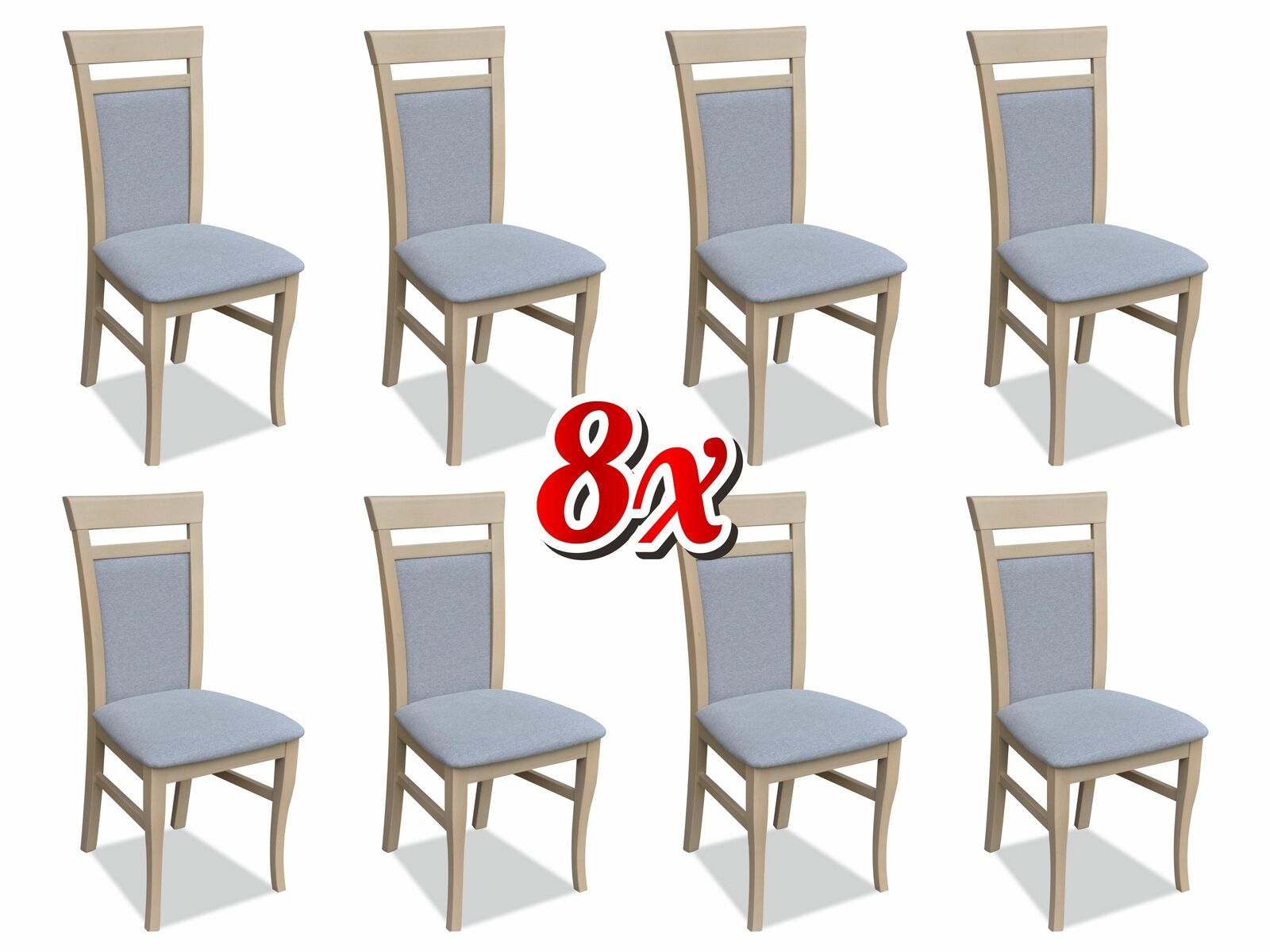 Polsterstuhl Sitz Sessel Set Küchen Stühle Veranda Stuhl 8x Esszimmer Massiv Neu