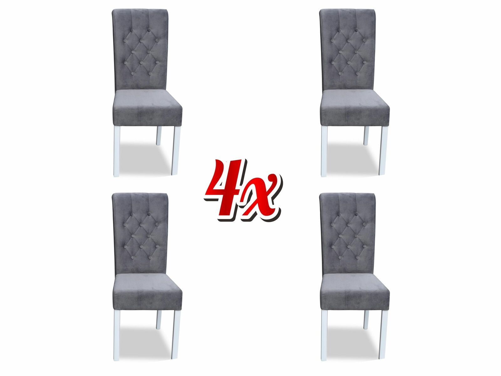 Moderne Chesterfield Esszimmerstühle 4x Stühle für Esszimmer Stoff Essgruppe Neu