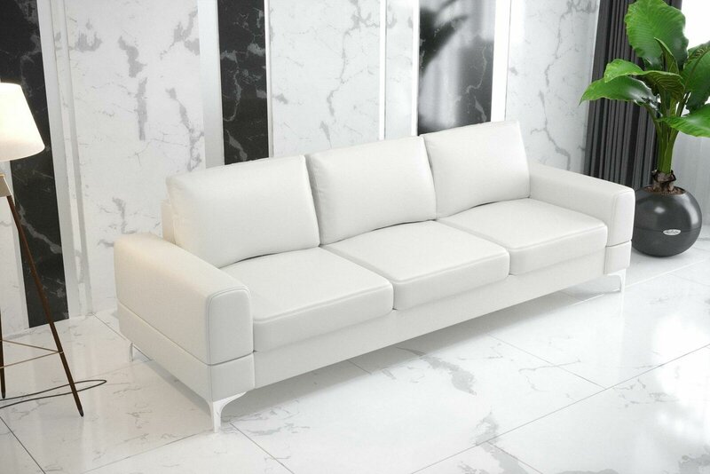 Wohnzimmer Design Textil 3 Sitzer Weiß Elegant Modern Sofa Couch Polsterung Neu