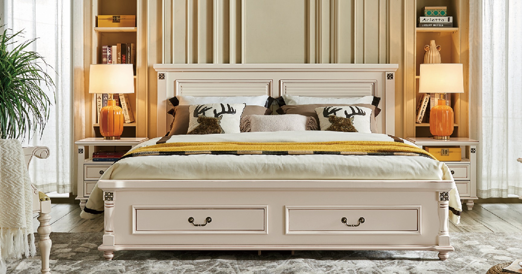 Doppel Hotel Betten Schlafzimmer 180x200 cm Holz Holzbett Bett Design