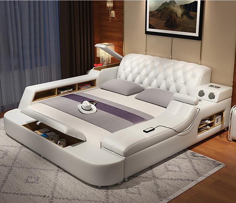 Design Multifunktion Bett XXL Big Betten Leder Hotel Polster