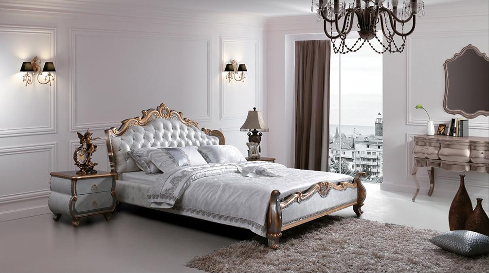 Bett Chesterfield Klassisches Gold Luxus Möbel Schlafzimmer Betten Barock