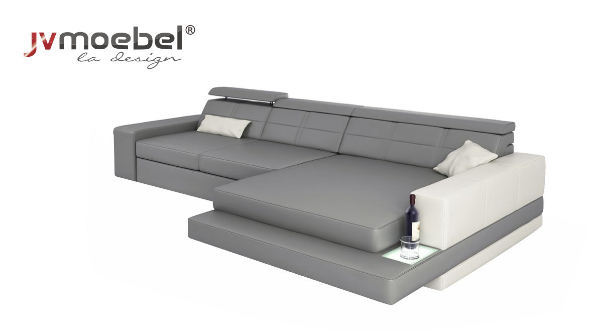 XXL Couch Ecksofa Leder Wohnlandschaft Sofa Design Modern Sofa L-Form