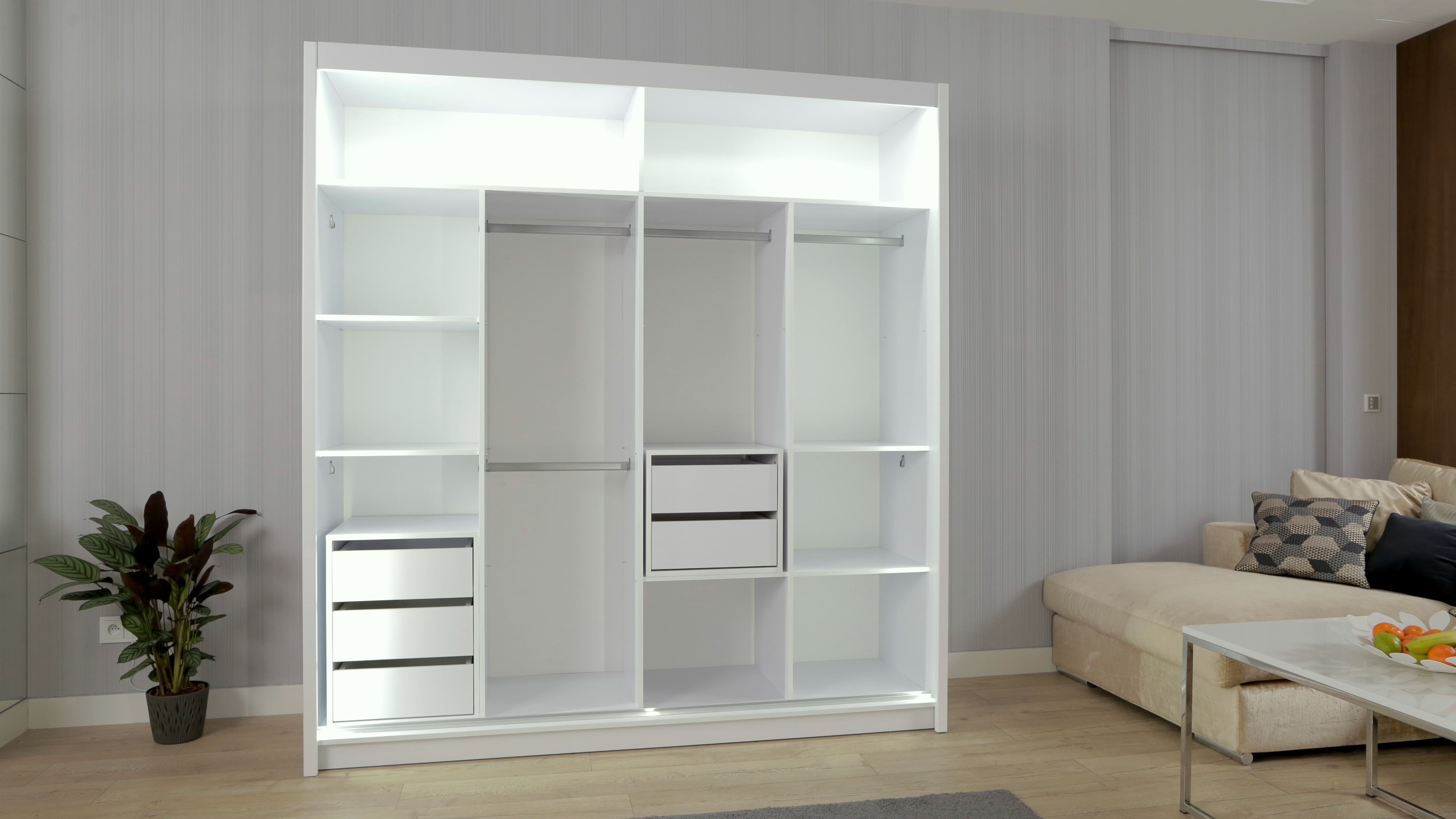 Modern Weiß Holz Schränke Schlafzimmer Schrank Kleiderschrank Hochschrank