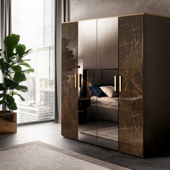 Luxus Kleider Schrank Designer Kleiderschränke Hochglanz Möbel Wohnen Holz Neu