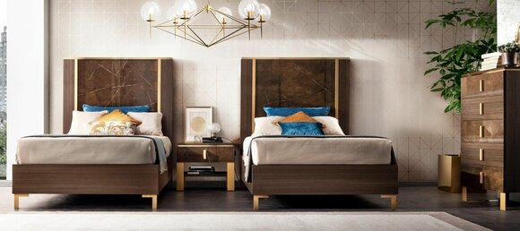 Hotel Einrichtung 2x Betten + Nachttisch Design Moderne Luxus Möbel 3tlg. Set