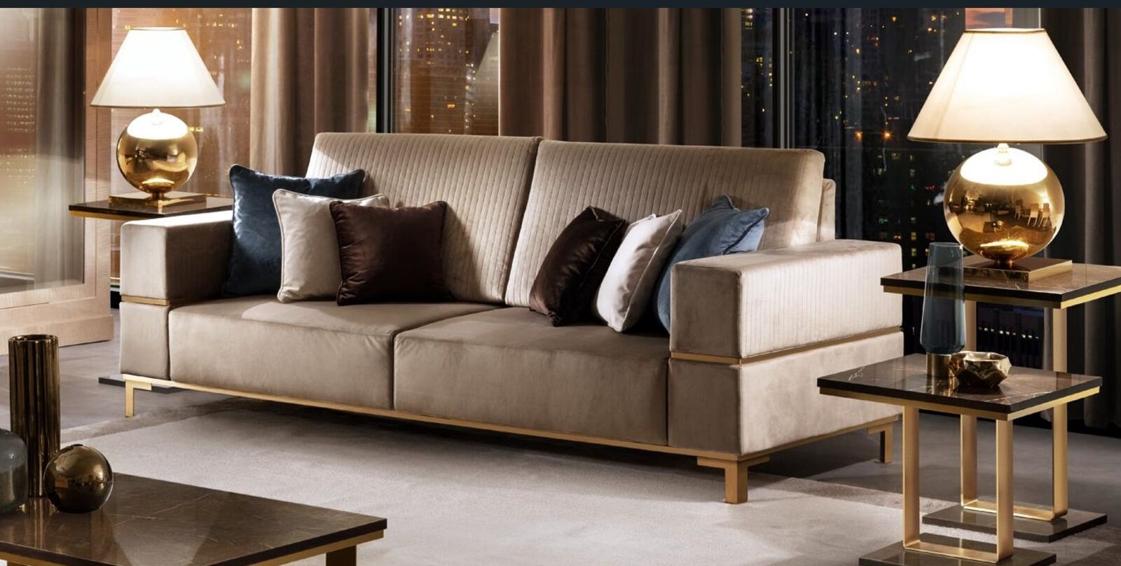Sofa Dreisitzer Klassische Textil Couch Polster 3 Sitzer Couchen Stoff Neu