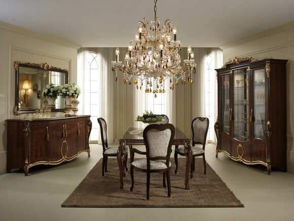 Esstisch 4x Stühle Vitrine Anrichte 8tlg. Esszimmer Set Gruppe Garnitur Tisch